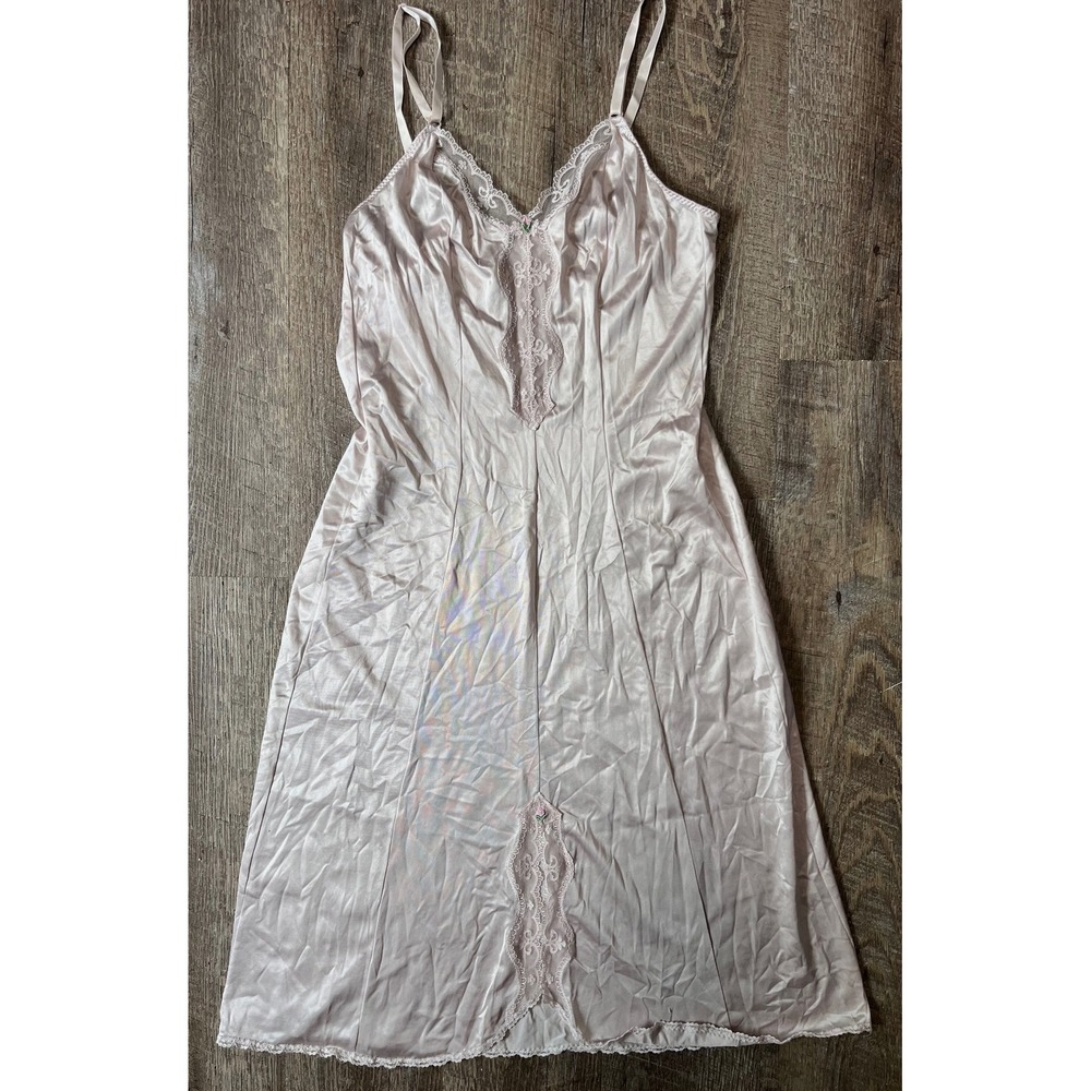 Vintage‎ Full Slip Slip Dress Dusty Rose color with lace detail size 34 JCPenney